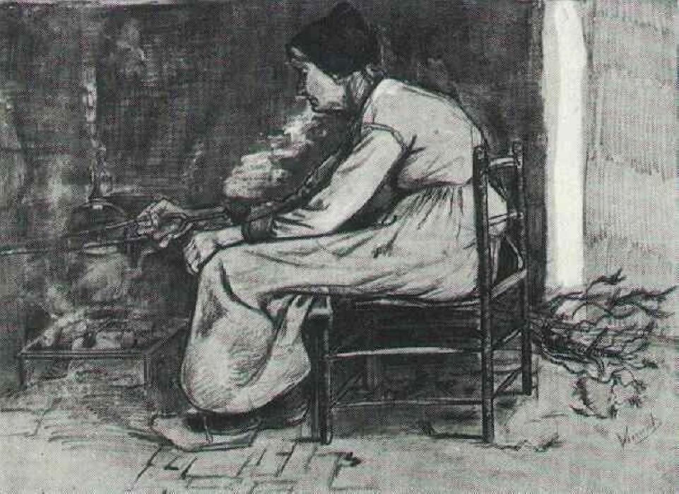 Wikioo.org - The Encyclopedia of Fine Arts - Painting, Artwork by Vincent Van Gogh - Woman Sitting at the Fireside