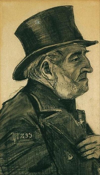 WikiOO.org - Encyclopedia of Fine Arts - Festés, Grafika Vincent Van Gogh - An Almshouse Man in a Top Hat