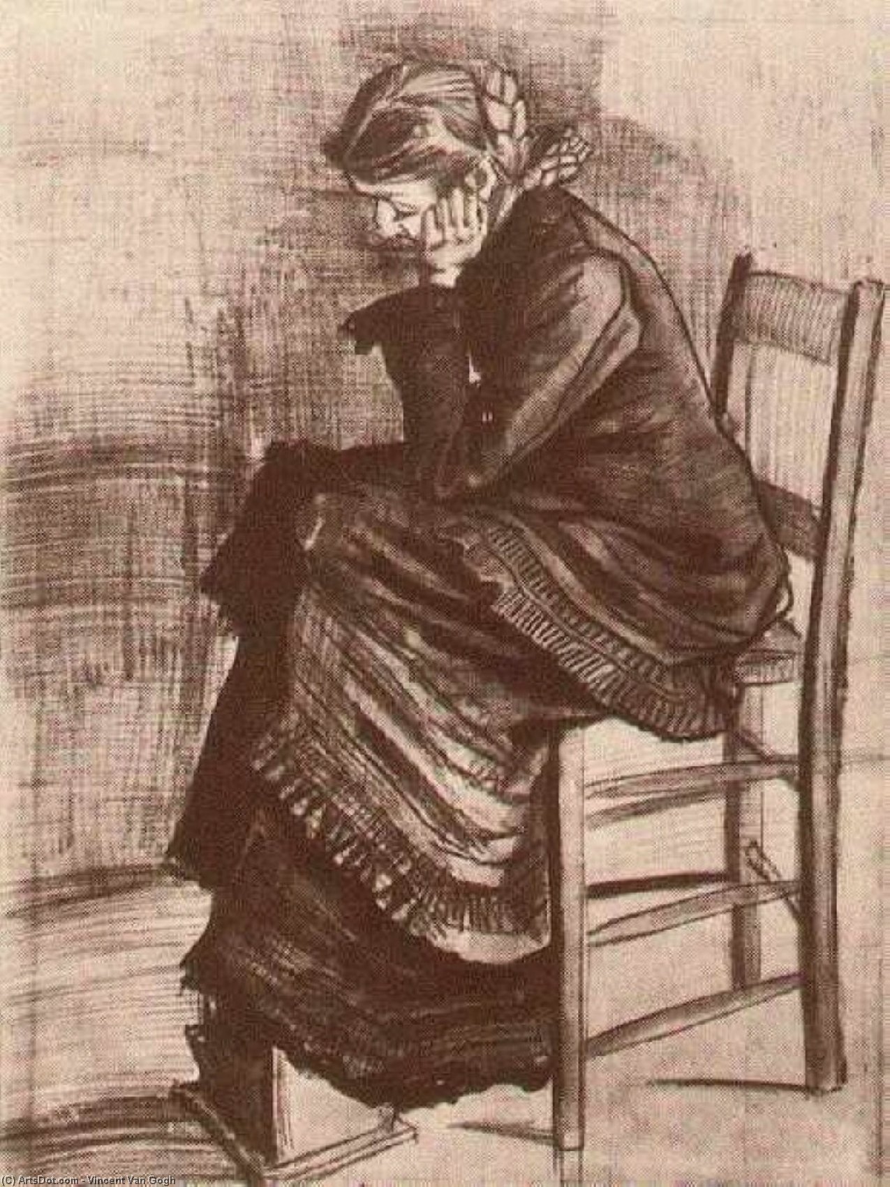Wikioo.org - Bách khoa toàn thư về mỹ thuật - Vẽ tranh, Tác phẩm nghệ thuật Vincent Van Gogh - Bent Figure of a Woman