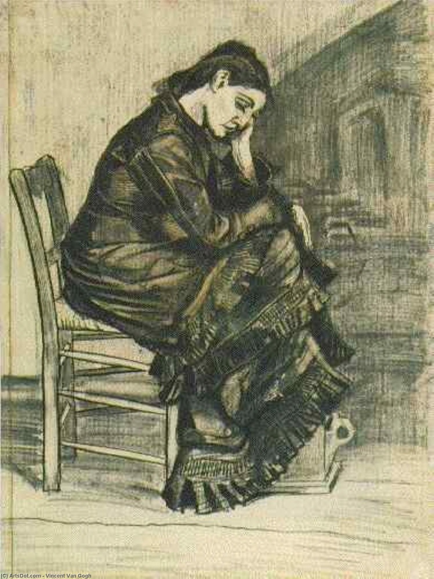 WikiOO.org - Enciklopedija likovnih umjetnosti - Slikarstvo, umjetnička djela Vincent Van Gogh - Bent Figure of a Woman Sien