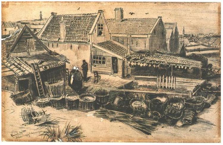 Wikioo.org - The Encyclopedia of Fine Arts - Painting, Artwork by Vincent Van Gogh - Fish-Drying Barn, Seen From a Height