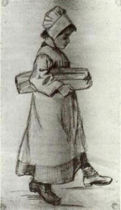 Wikioo.org - The Encyclopedia of Fine Arts - Painting, Artwork by Vincent Van Gogh - Girl Carrying a Loaf of Bread