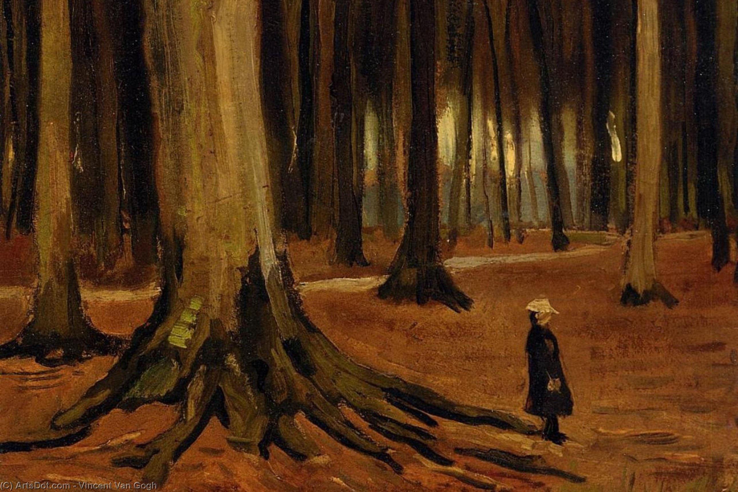 WikiOO.org - Encyclopedia of Fine Arts - Maleri, Artwork Vincent Van Gogh - Girl in the Woods