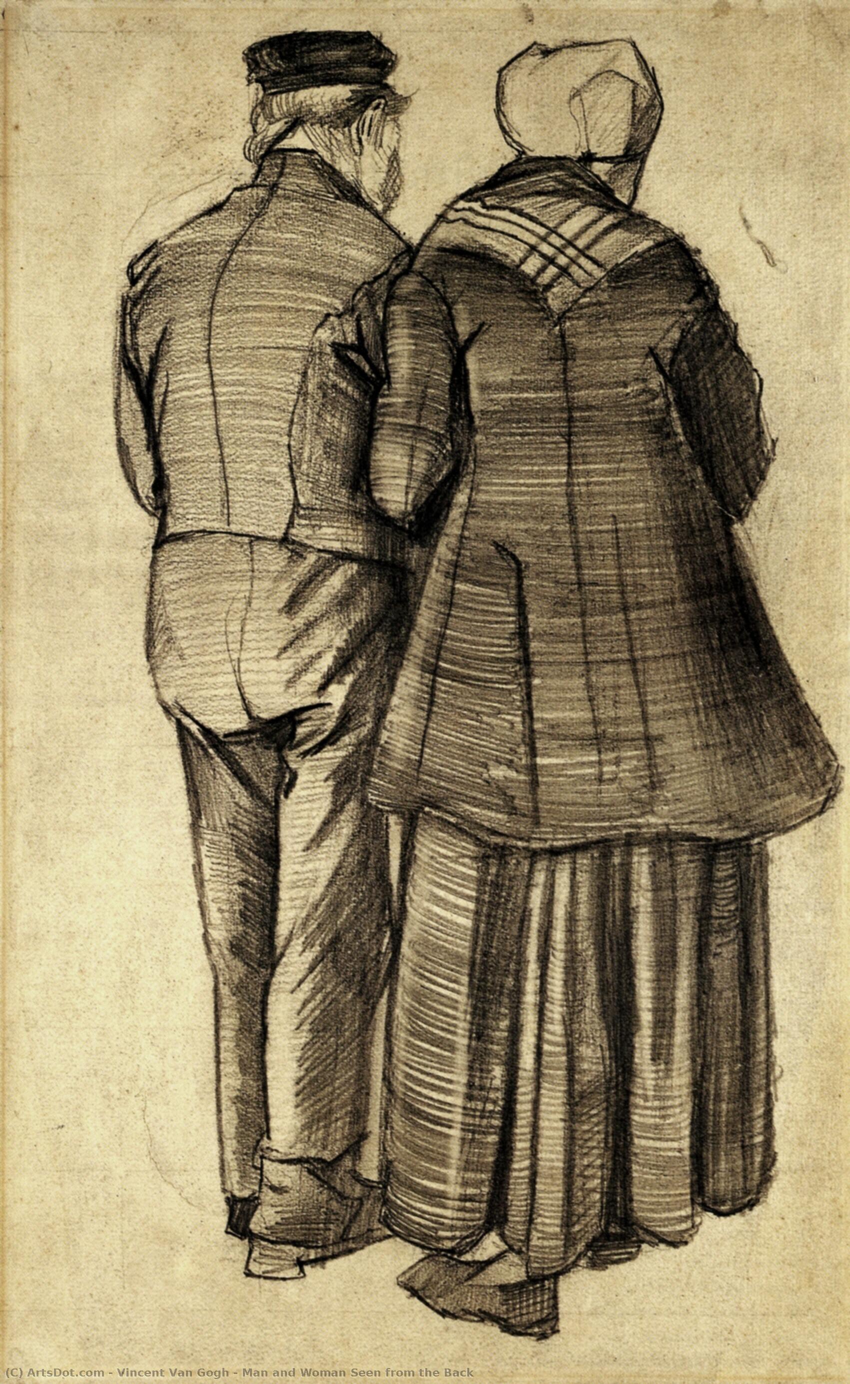 WikiOO.org - 百科事典 - 絵画、アートワーク Vincent Van Gogh - 男 と 女性 見た  から  ザー  背部