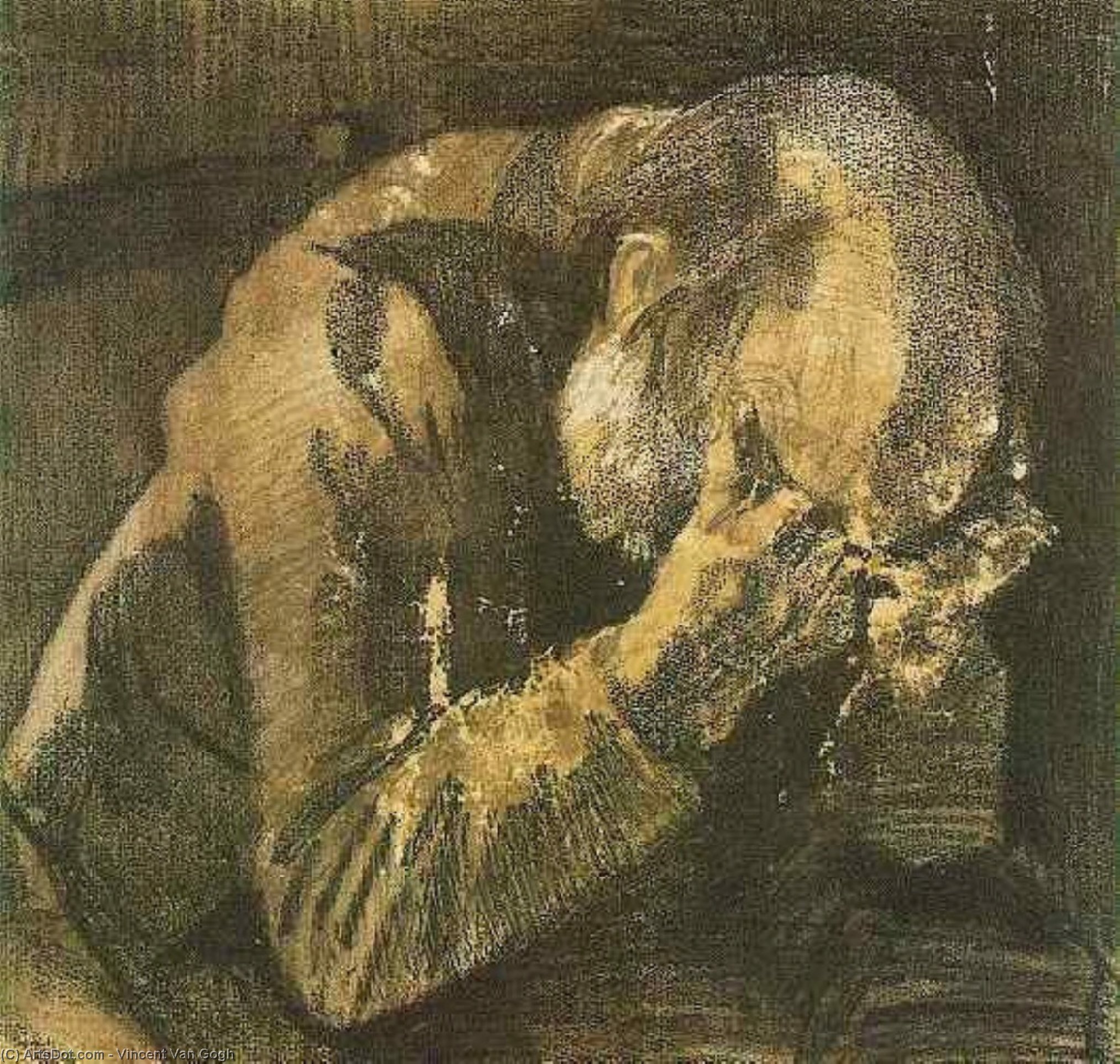 WikiOO.org - Encyclopedia of Fine Arts - Festés, Grafika Vincent Van Gogh - Man with his head in his hands
