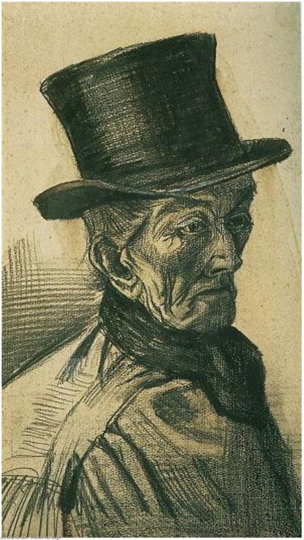WikiOO.org - אנציקלופדיה לאמנויות יפות - ציור, יצירות אמנות Vincent Van Gogh - Man with Top Hat