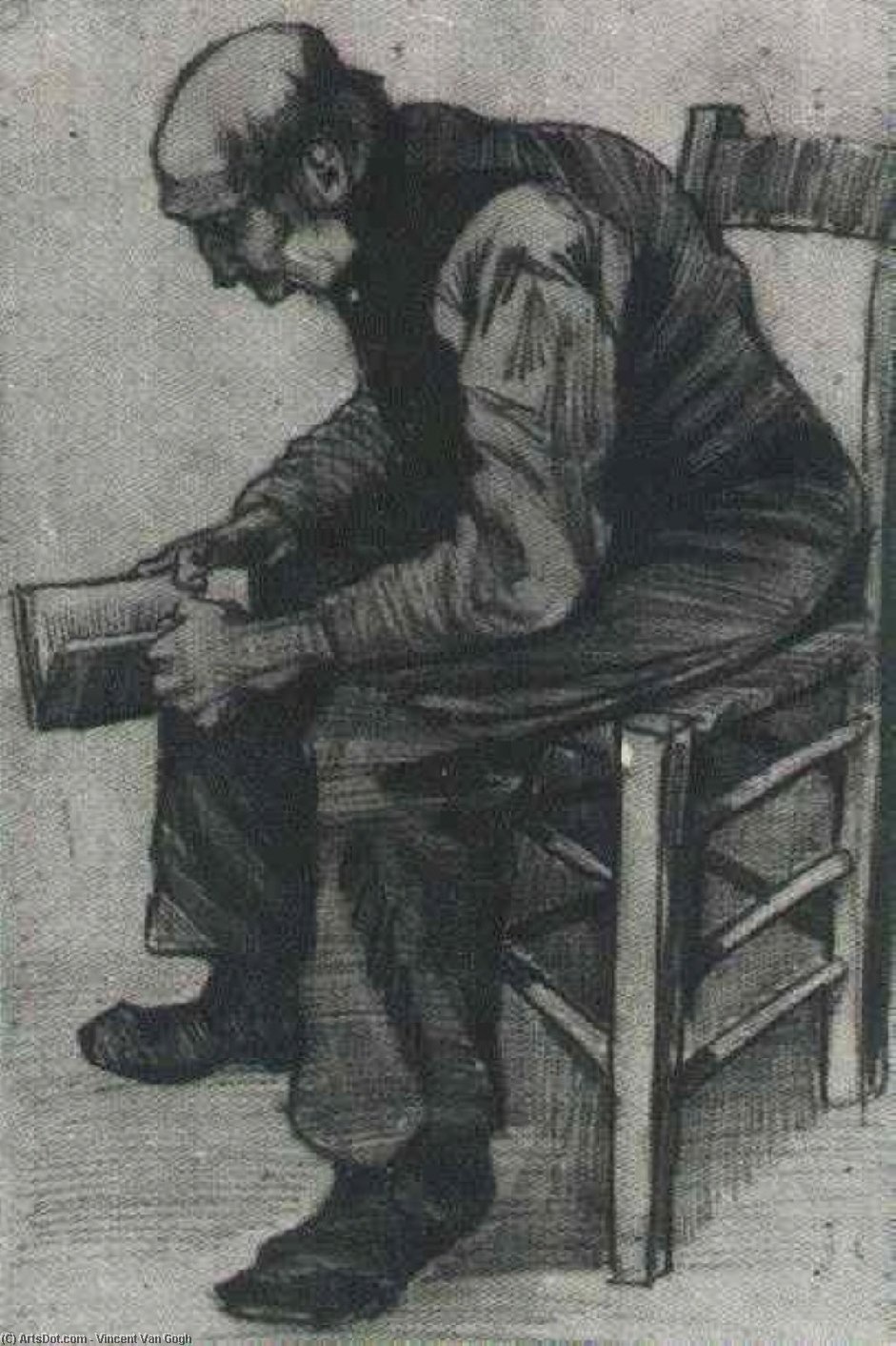 Wikioo.org - Encyklopedia Sztuk Pięknych - Malarstwo, Grafika Vincent Van Gogh - Man, Sitting, Reading a Book
