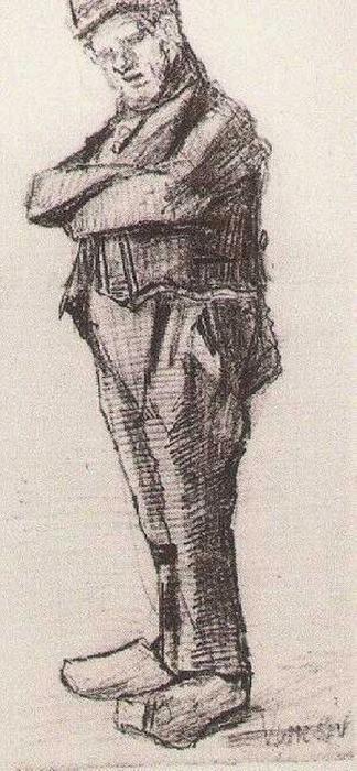 WikiOO.org - Encyclopedia of Fine Arts - Lukisan, Artwork Vincent Van Gogh - Man, Standing with Arms Folded