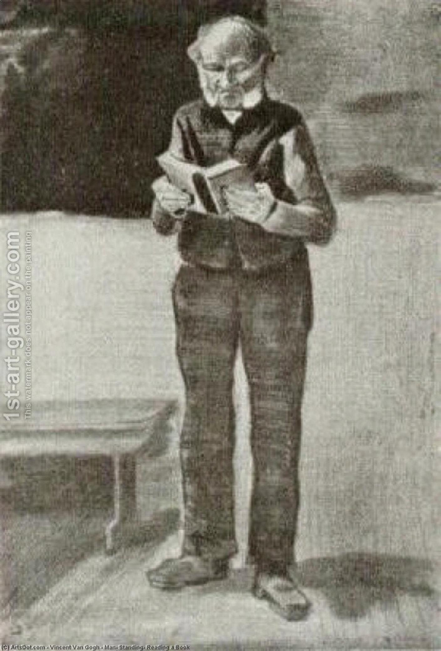 WikiOO.org - Encyclopedia of Fine Arts - Festés, Grafika Vincent Van Gogh - Man, Standing, Reading a Book