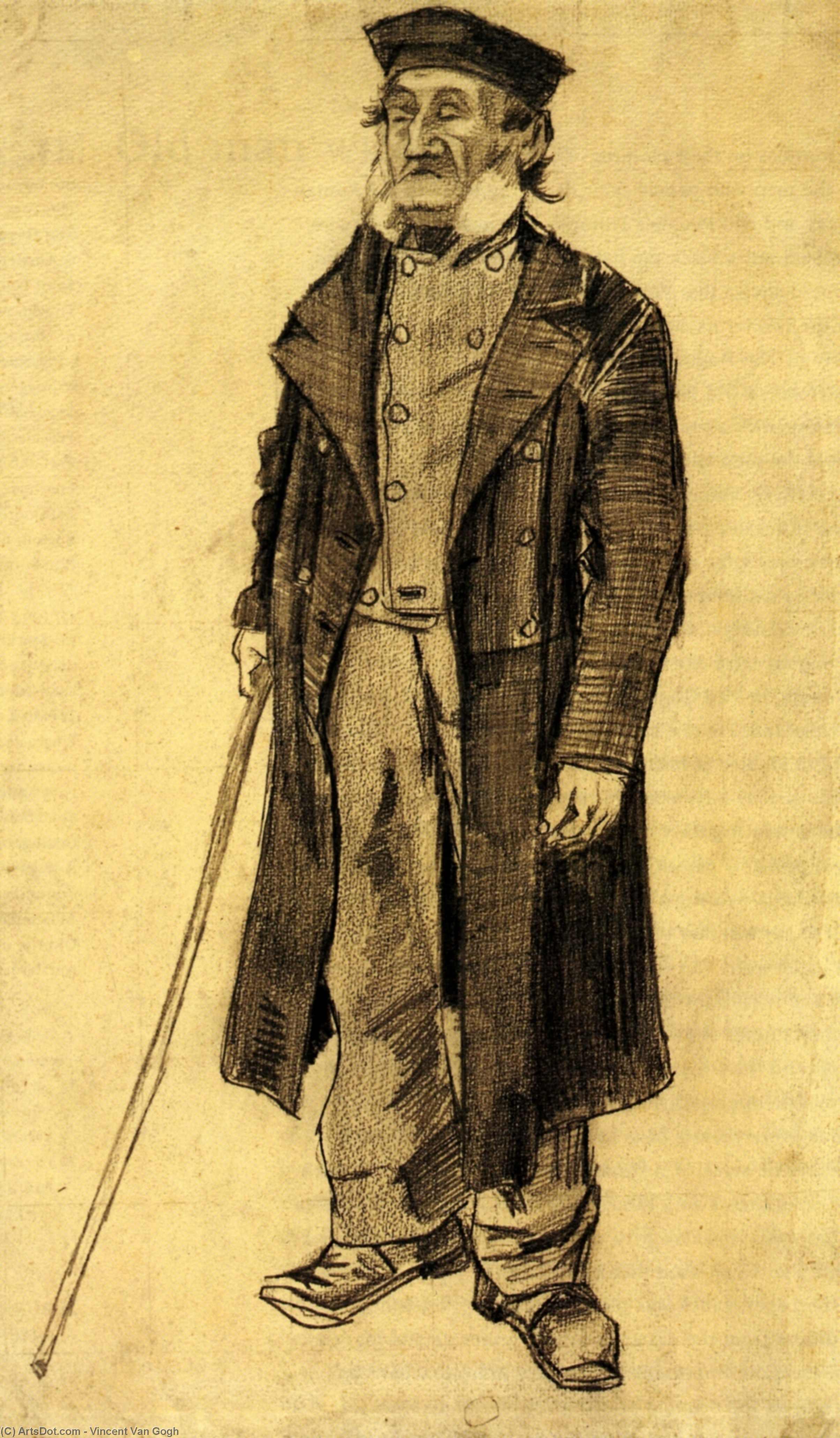 WikiOO.org – 美術百科全書 - 繪畫，作品 Vincent Van Gogh - 老的人 与  一个  棒