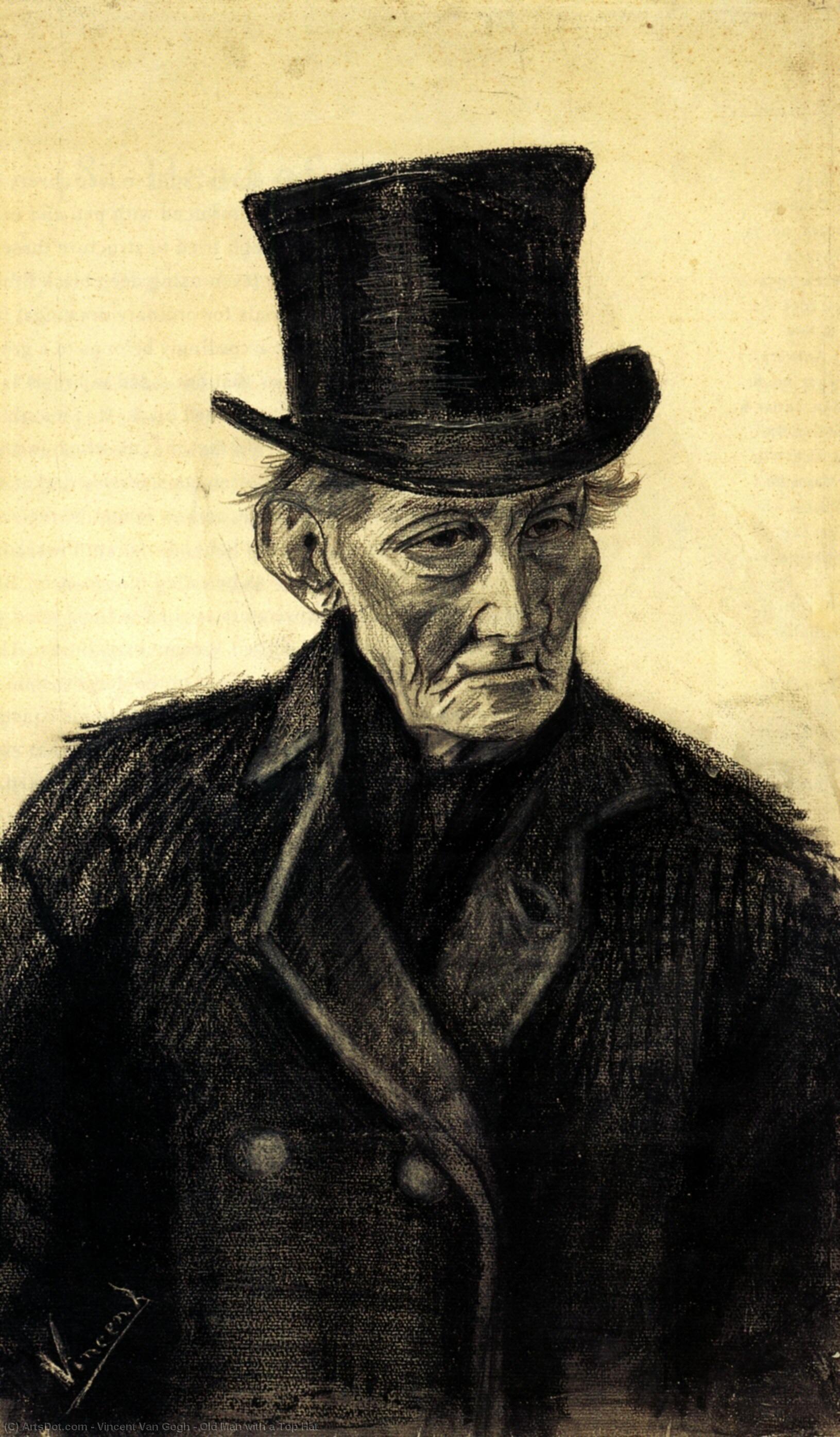 Wikioo.org – La Enciclopedia de las Bellas Artes - Pintura, Obras de arte de Vincent Van Gogh - anciano enestado  Un  parte superior  sombrero