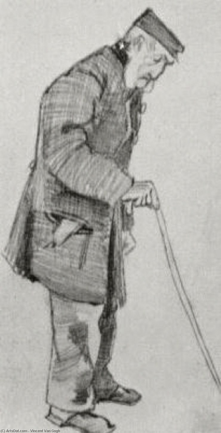 WikiOO.org - Encyclopedia of Fine Arts - Lukisan, Artwork Vincent Van Gogh - Orphan Man with Cap and Walking Stick