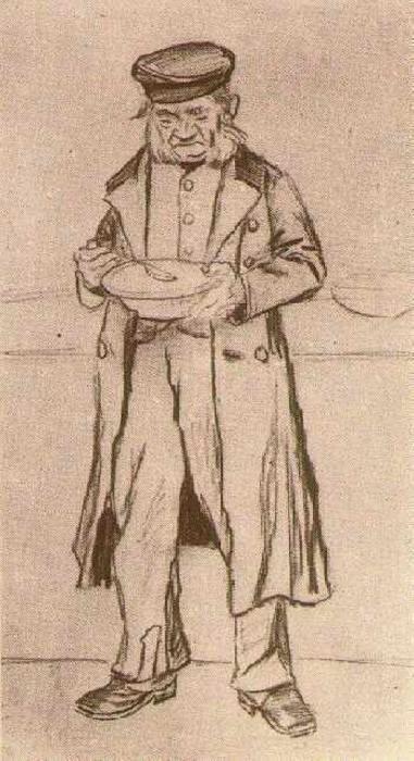 WikiOO.org - Encyclopedia of Fine Arts - Festés, Grafika Vincent Van Gogh - Orphan Man with Cap, Eating