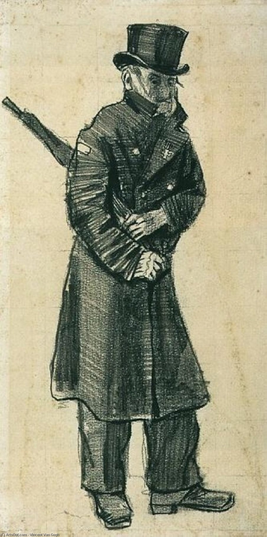 WikiOO.org - Encyclopedia of Fine Arts - Festés, Grafika Vincent Van Gogh - Orphan Man with Top Hat and Umbrella Under his Arm
