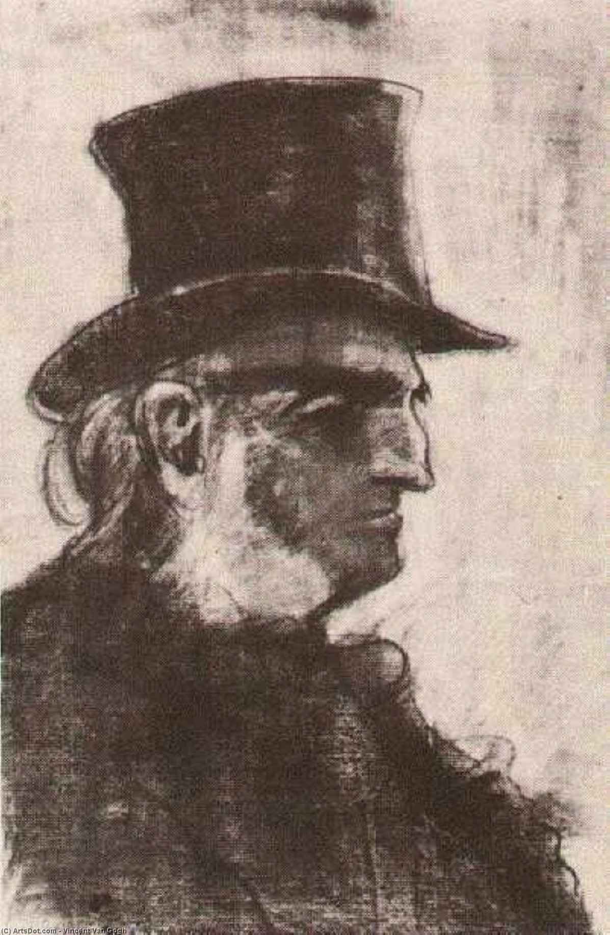 Wikioo.org - Bách khoa toàn thư về mỹ thuật - Vẽ tranh, Tác phẩm nghệ thuật Vincent Van Gogh - Orphan Man with Top Hat, Head
