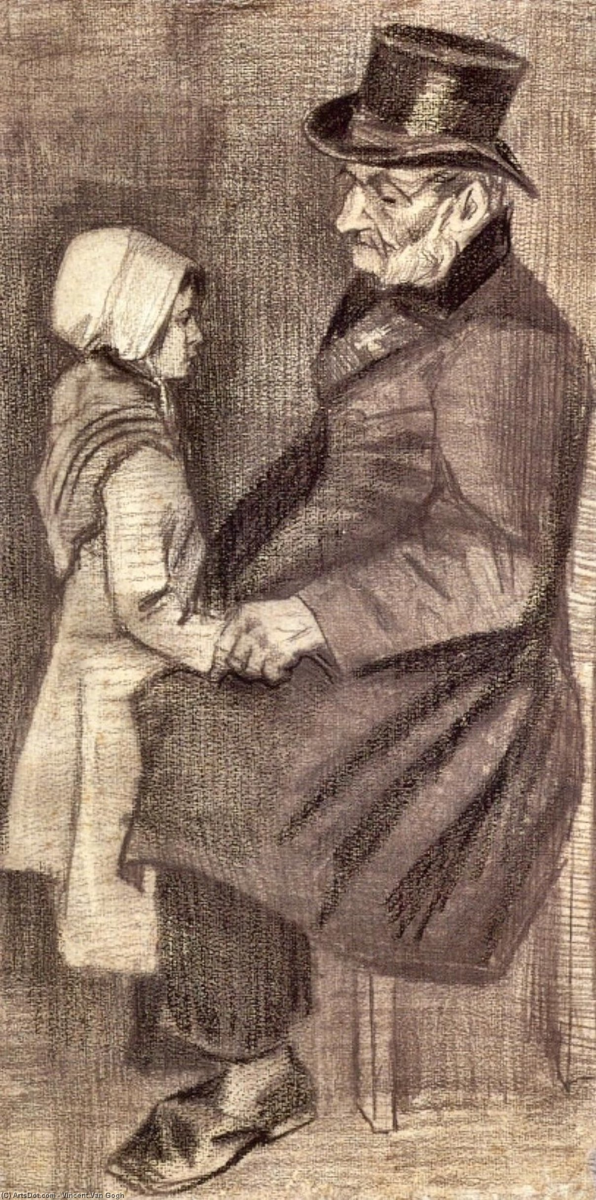 WikiOO.org - Enciklopedija likovnih umjetnosti - Slikarstvo, umjetnička djela Vincent Van Gogh - Orphan Man, Sitting with a Girl