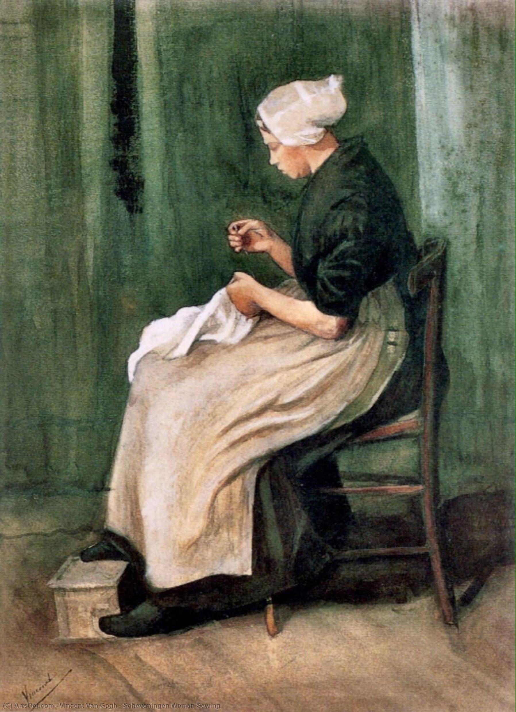 Wikioo.org - Bách khoa toàn thư về mỹ thuật - Vẽ tranh, Tác phẩm nghệ thuật Vincent Van Gogh - Scheveningen Woman Sewing