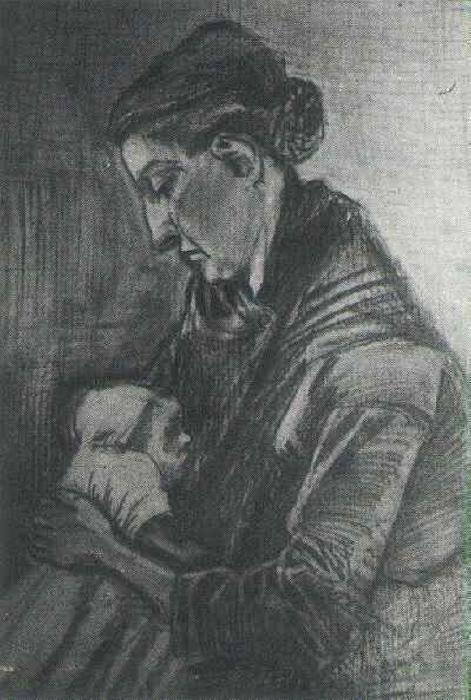 WikiOO.org - Enciklopedija likovnih umjetnosti - Slikarstvo, umjetnička djela Vincent Van Gogh - Sien Nursing Baby