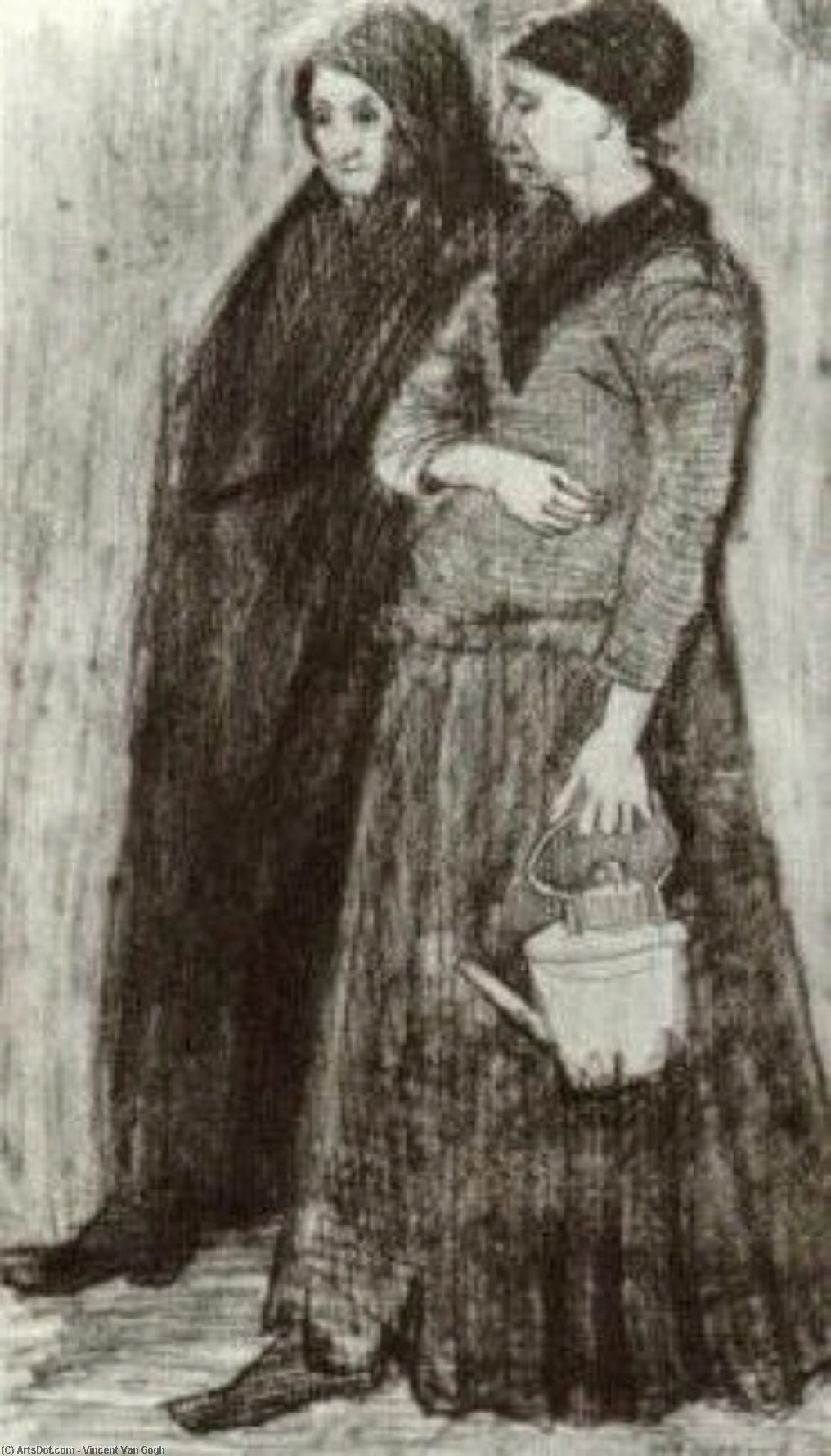 Wikioo.org - The Encyclopedia of Fine Arts - Painting, Artwork by Vincent Van Gogh - Sien Pregnant, Walking with Older Woman