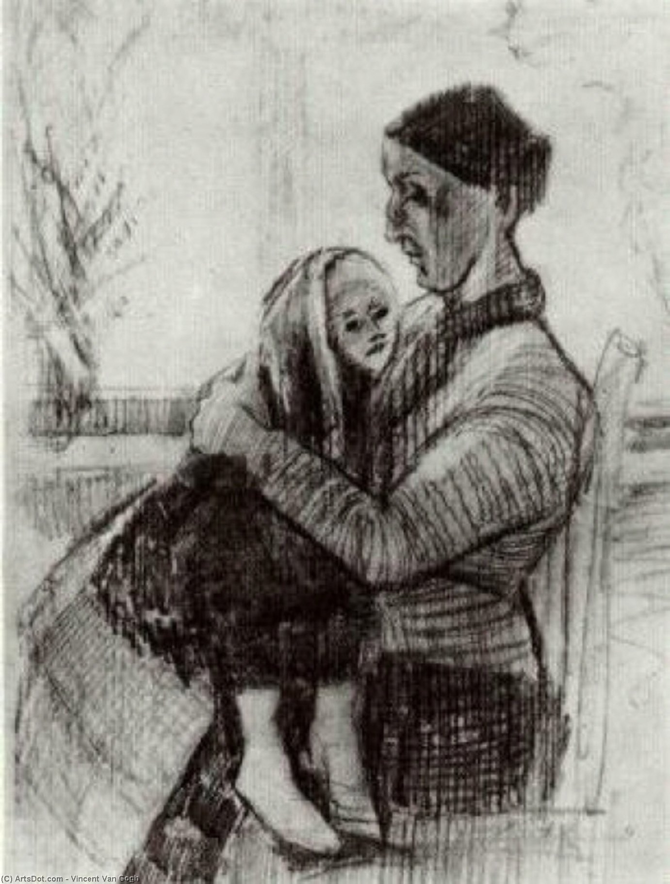 WikiOO.org - Encyclopedia of Fine Arts - Festés, Grafika Vincent Van Gogh - Sien with Child on her Lap