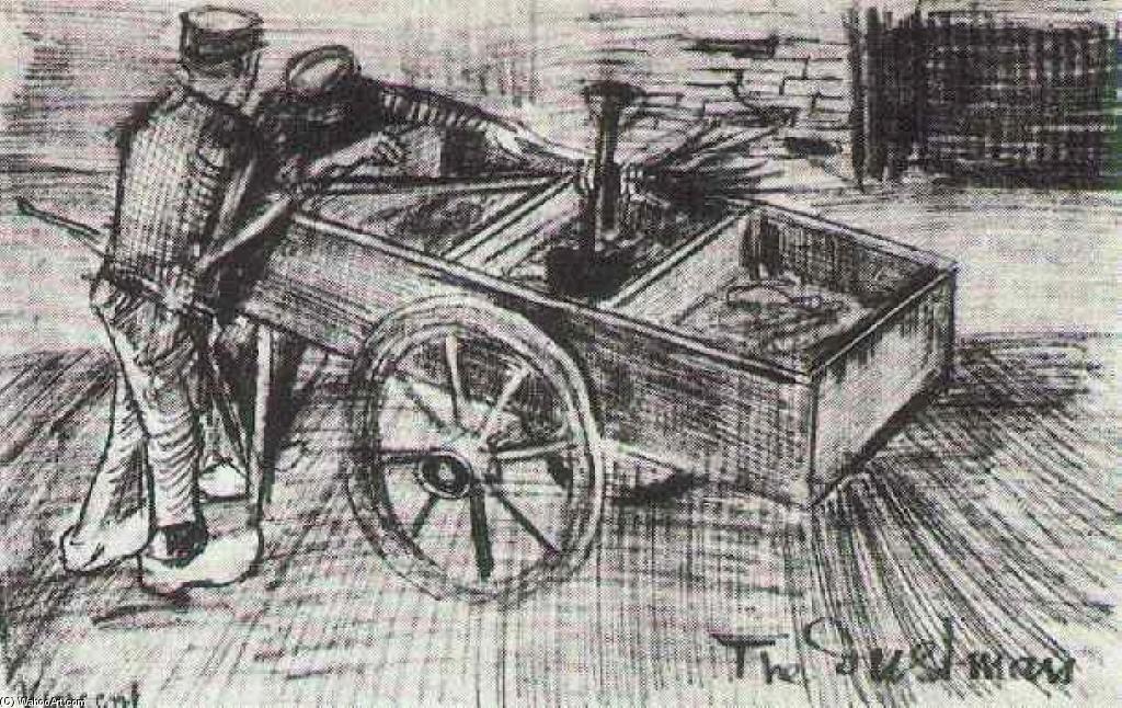 Wikioo.org - The Encyclopedia of Fine Arts - Painting, Artwork by Vincent Van Gogh - Two Boys near a Cart