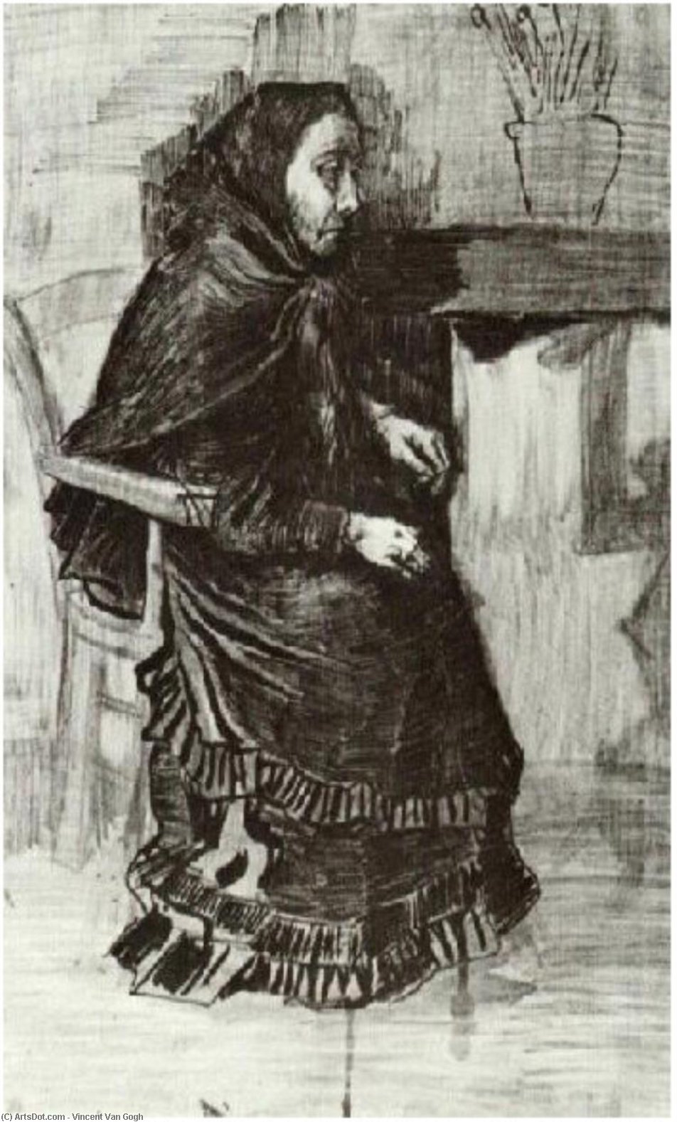 WikiOO.org - Encyclopedia of Fine Arts - Festés, Grafika Vincent Van Gogh - Woman in a Dark Dress (Sien's Mother)