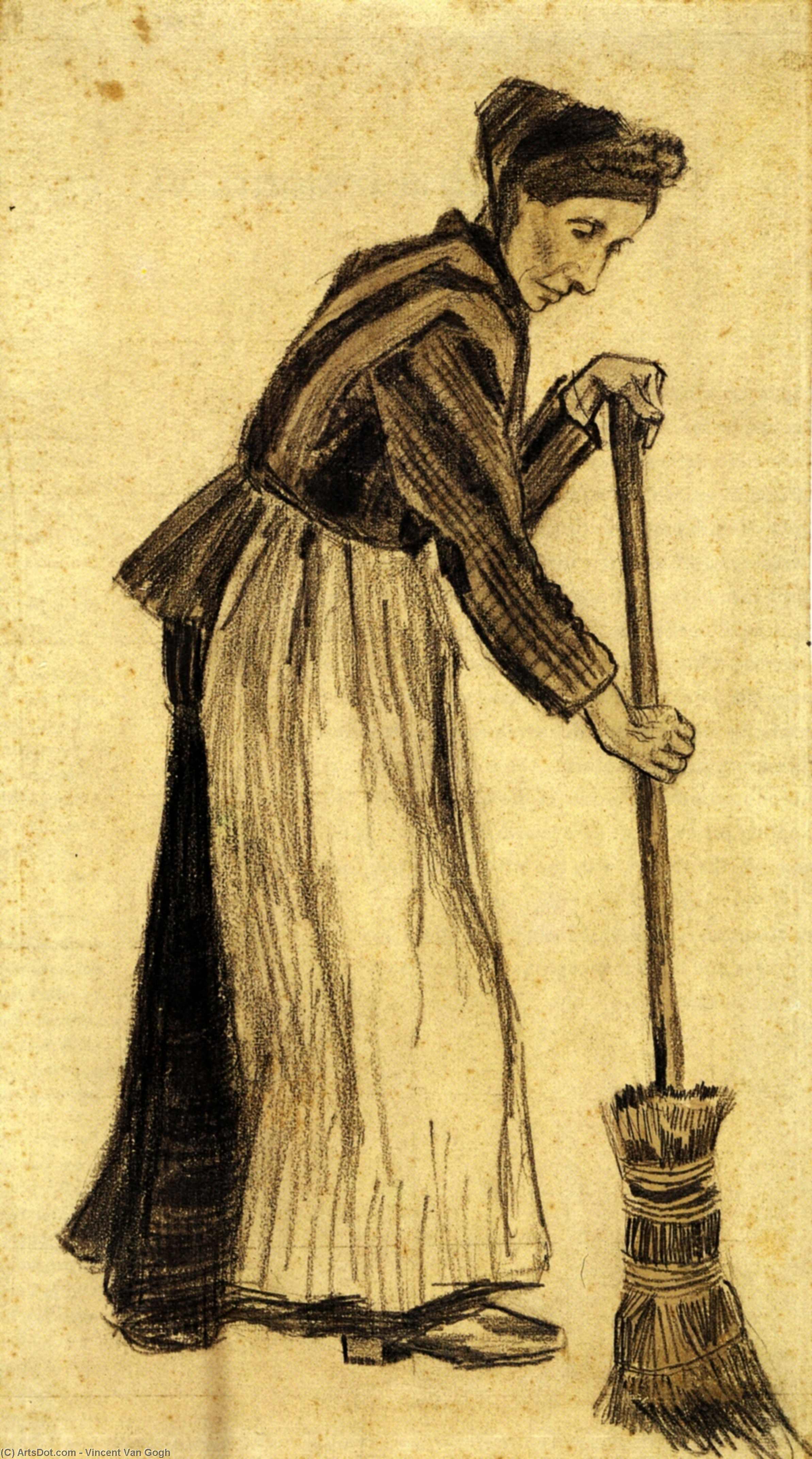 Wikioo.org - Bách khoa toàn thư về mỹ thuật - Vẽ tranh, Tác phẩm nghệ thuật Vincent Van Gogh - Woman with a Broom