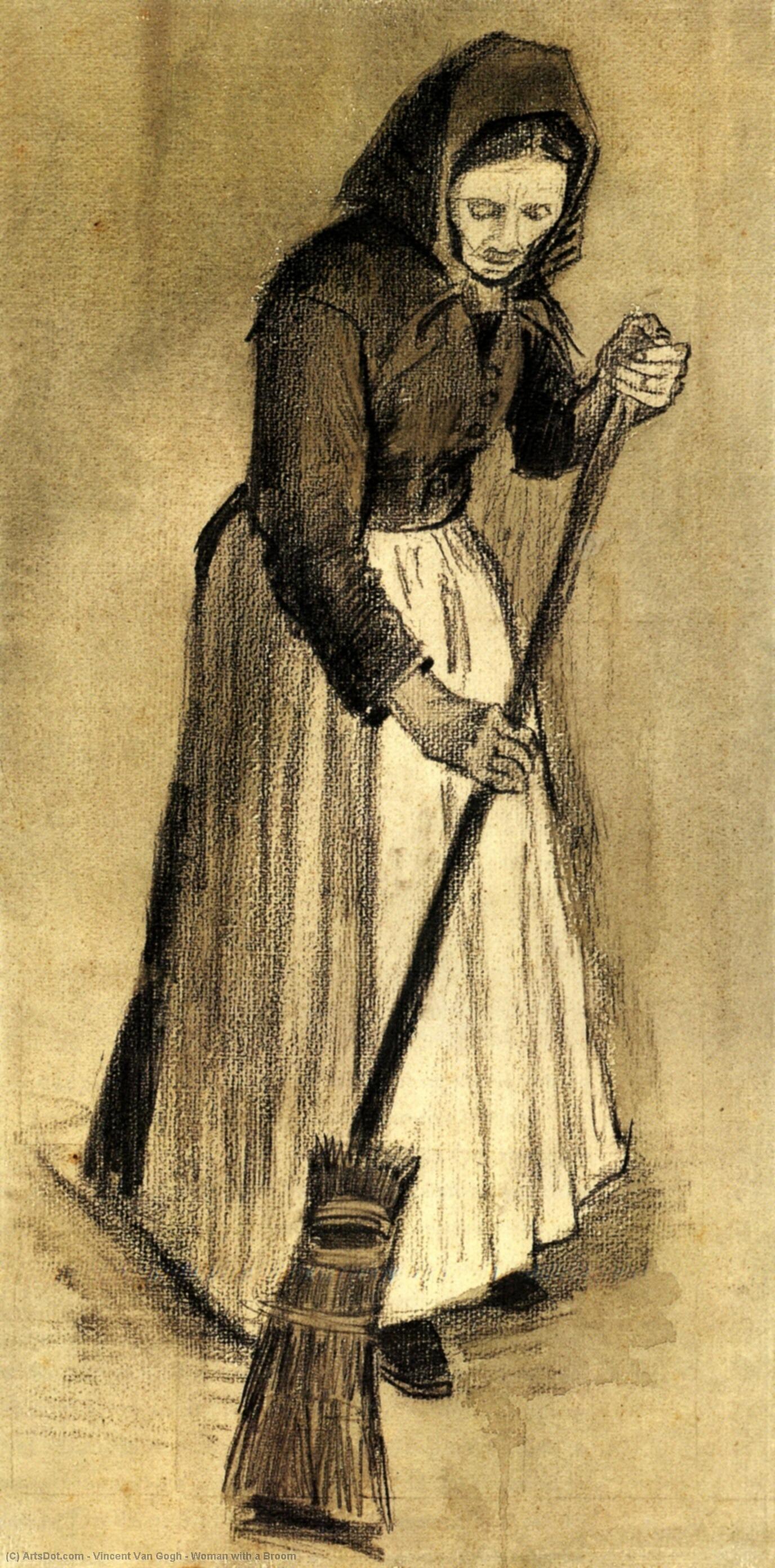 WikiOO.org – 美術百科全書 - 繪畫，作品 Vincent Van Gogh - 女人与一个 扫帚
