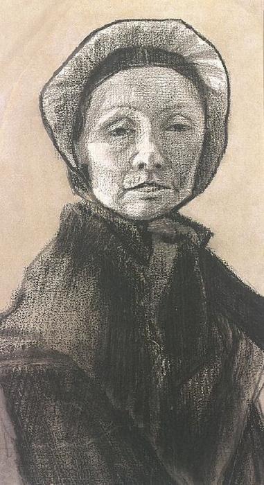 WikiOO.org - Encyclopedia of Fine Arts - Maleri, Artwork Vincent Van Gogh - Woman with Dark Cap, Sien's Mother