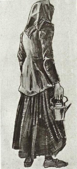 WikiOO.org - Enciklopedija likovnih umjetnosti - Slikarstvo, umjetnička djela Vincent Van Gogh - Woman with Kettle, Seen from the Back