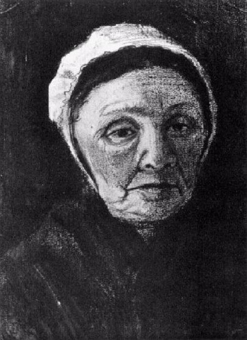 Wikioo.org - Encyklopedia Sztuk Pięknych - Malarstwo, Grafika Vincent Van Gogh - Woman with White Bonnet, Sien's Mother