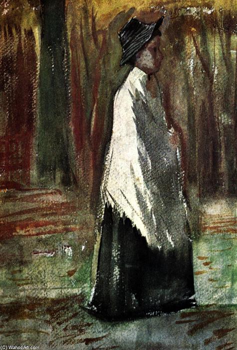 Wikioo.org - The Encyclopedia of Fine Arts - Painting, Artwork by Vincent Van Gogh - Woman with White Shawl in a Wood