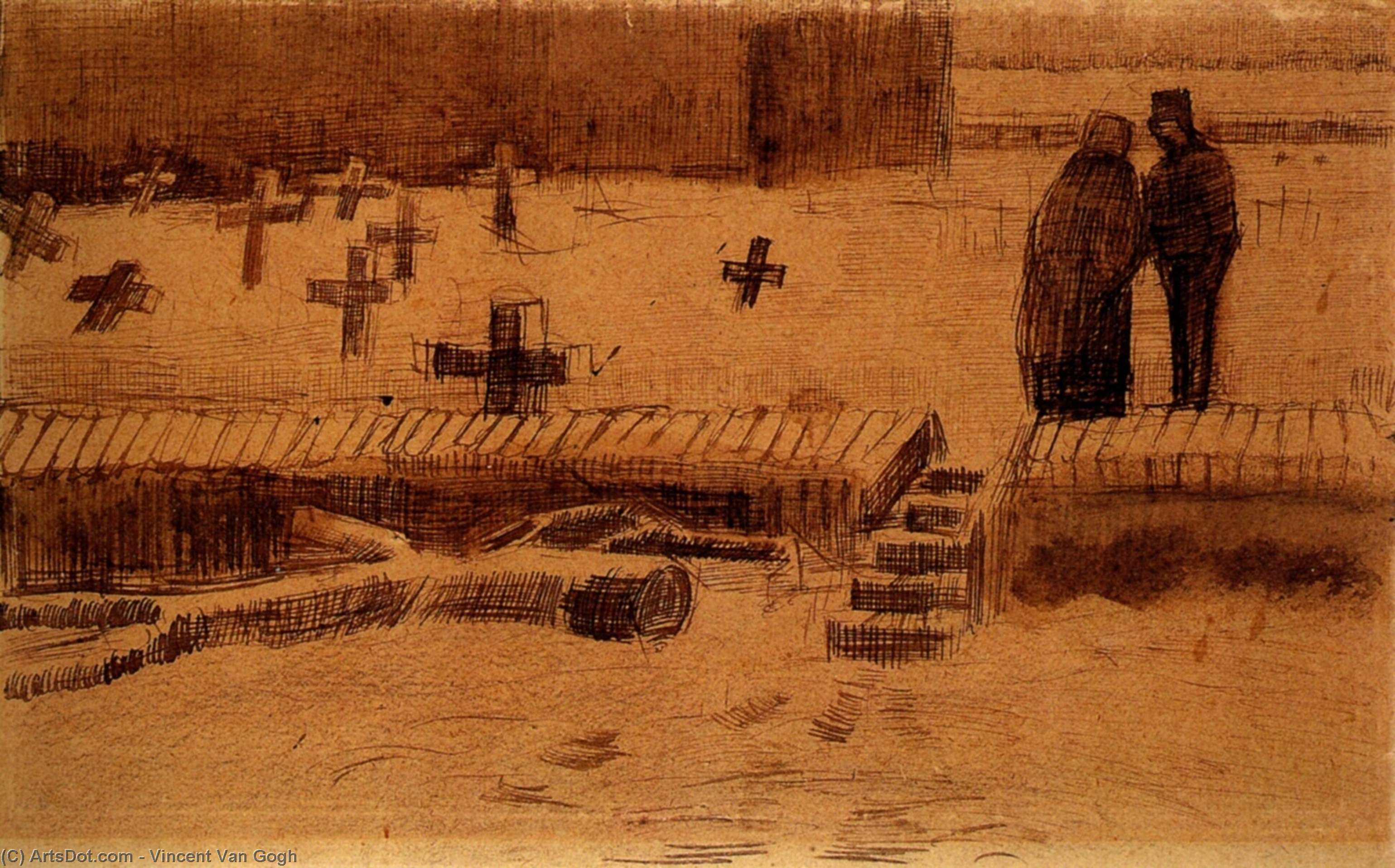 Wikioo.org - The Encyclopedia of Fine Arts - Painting, Artwork by Vincent Van Gogh - Churchyard in Winter