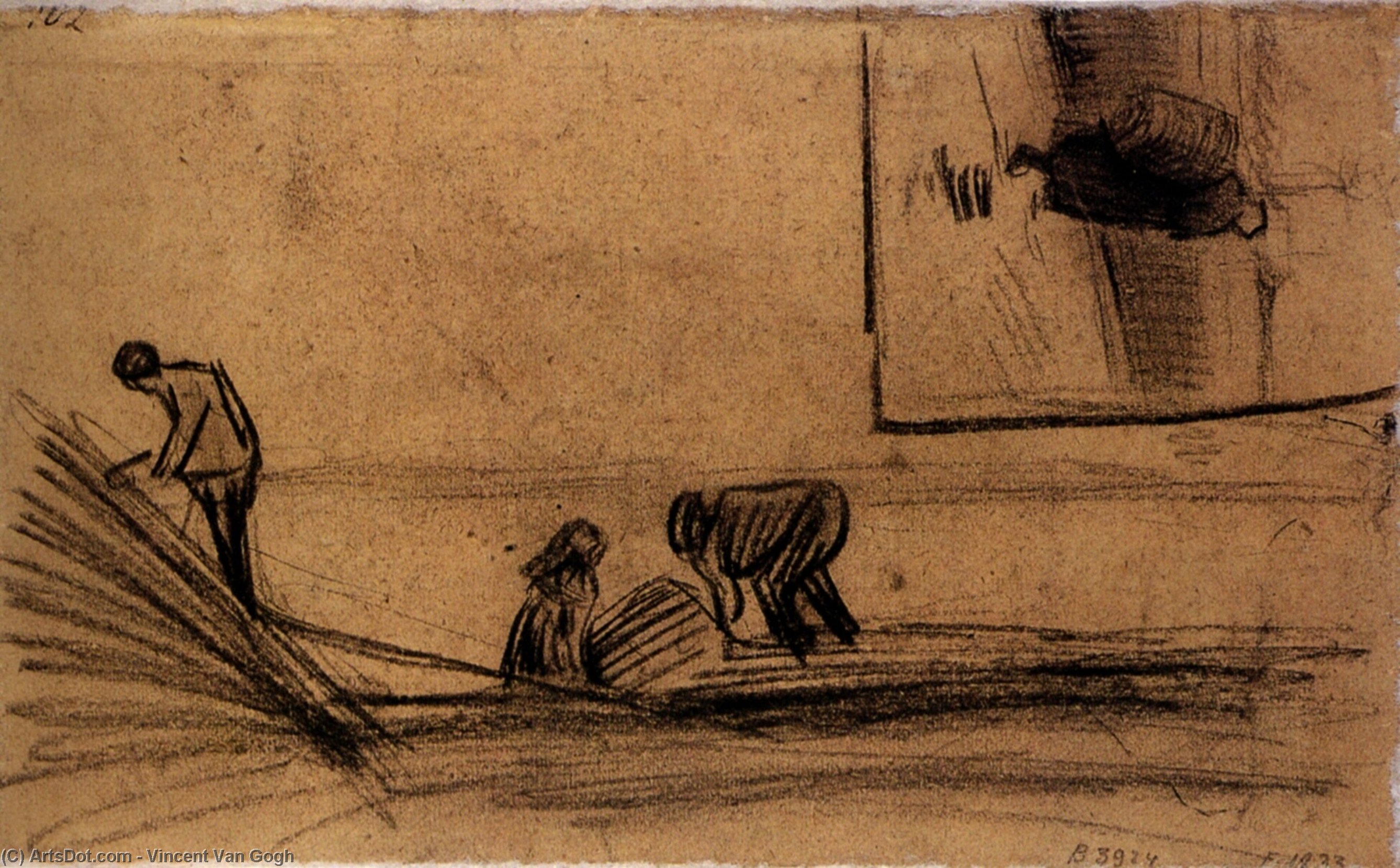 WikiOO.org – 美術百科全書 - 繪畫，作品 Vincent Van Gogh - 人物研究 一个  冬天  风景