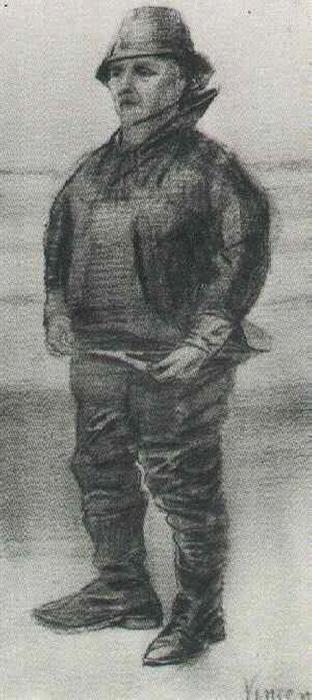 Wikioo.org - Bách khoa toàn thư về mỹ thuật - Vẽ tranh, Tác phẩm nghệ thuật Vincent Van Gogh - Fisherman in Jacket with Upturned Collar