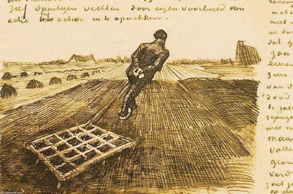 Wikioo.org - Encyklopedia Sztuk Pięknych - Malarstwo, Grafika Vincent Van Gogh - Man pulling a harrow