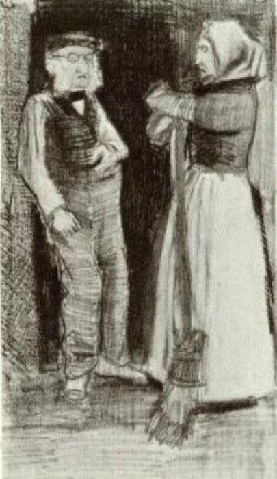 WikiOO.org - Enciklopedija likovnih umjetnosti - Slikarstvo, umjetnička djela Vincent Van Gogh - Orphan Man Talking with Woman Sien