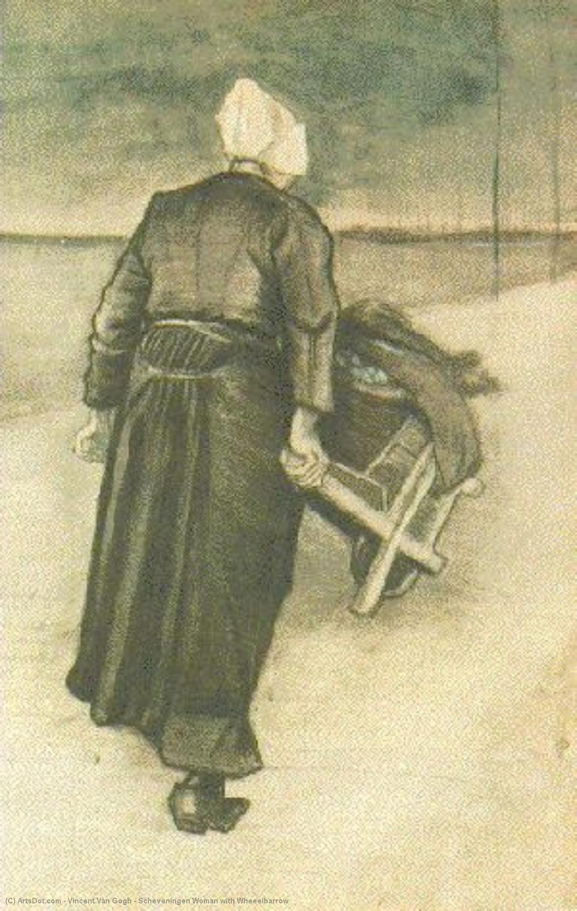 Wikioo.org - The Encyclopedia of Fine Arts - Painting, Artwork by Vincent Van Gogh - Scheveningen Woman with Wheeelbarrow