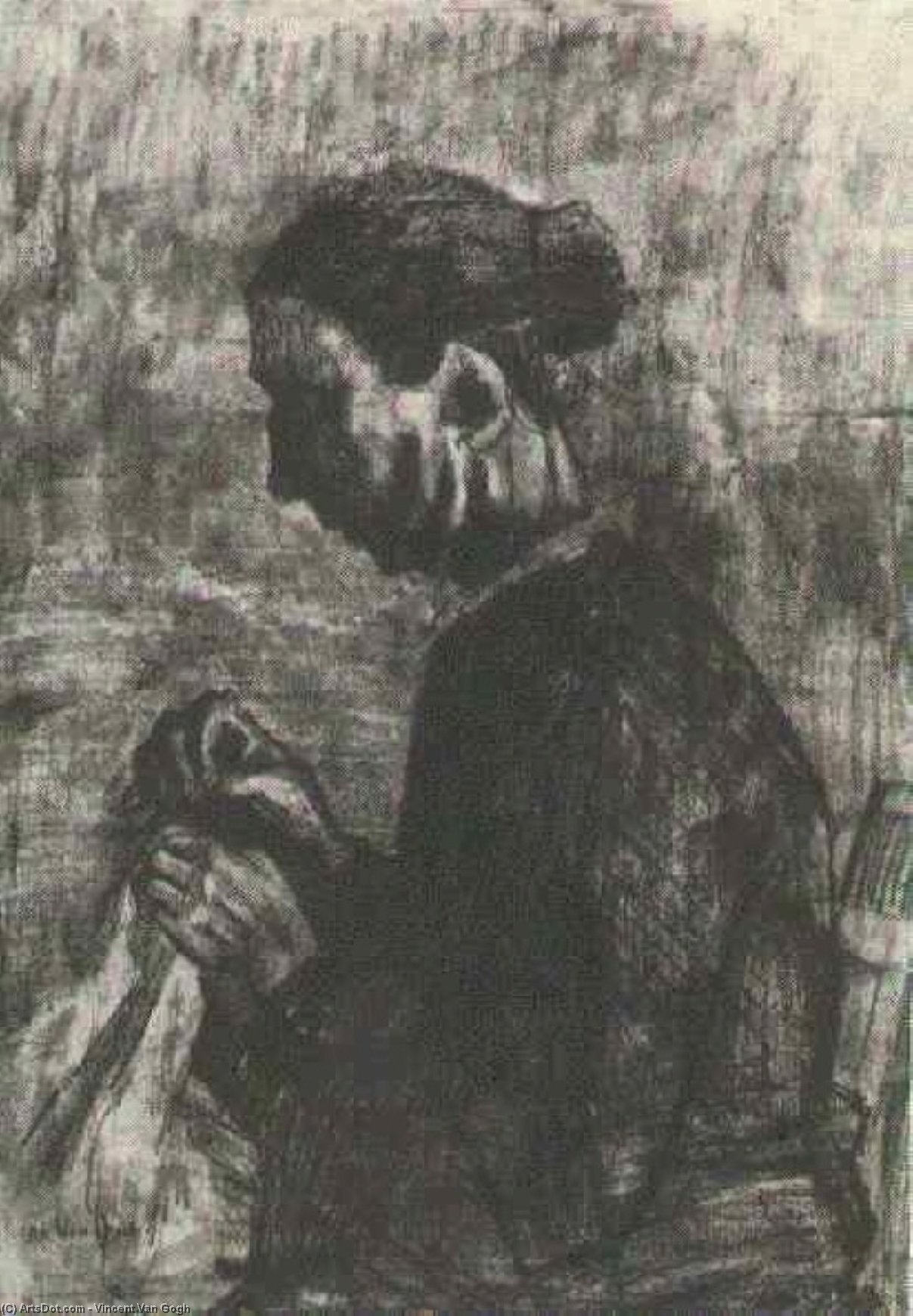 WikiOO.org - Encyclopedia of Fine Arts - Malba, Artwork Vincent Van Gogh - Sien, Sewing, Half-Figure