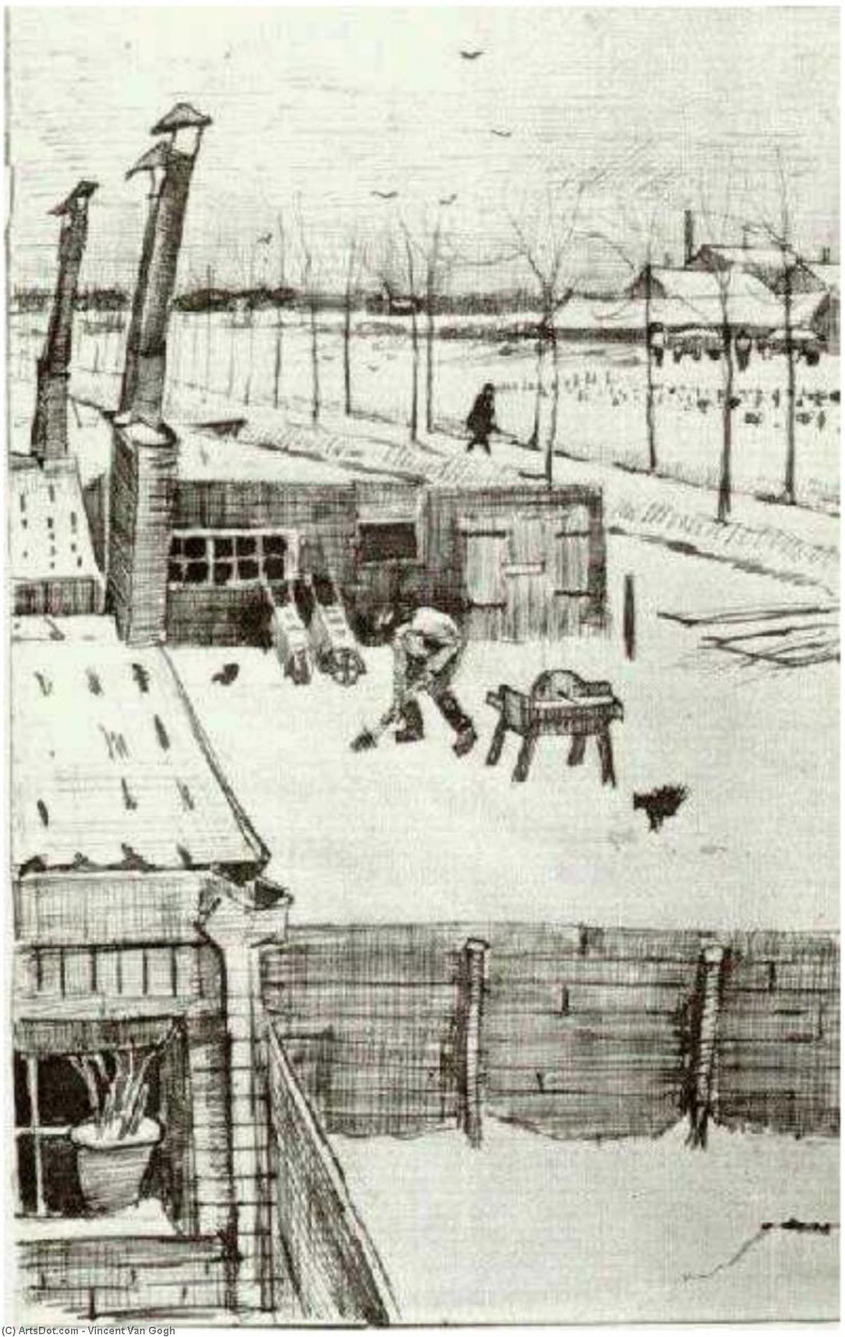 WikiOO.org - Enciklopedija likovnih umjetnosti - Slikarstvo, umjetnička djela Vincent Van Gogh - Snowy Yard
