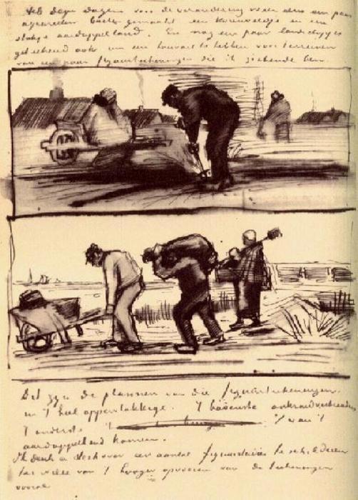 WikiOO.org - Енциклопедия за изящни изкуства - Живопис, Произведения на изкуството Vincent Van Gogh - Three Persons Returning from the Potato Field