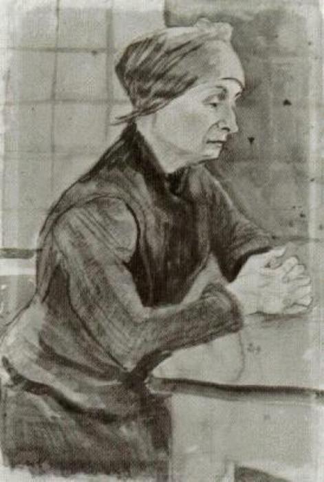 WikiOO.org - Encyclopedia of Fine Arts - Lukisan, Artwork Vincent Van Gogh - Woman with Folded Hands, Half-Length