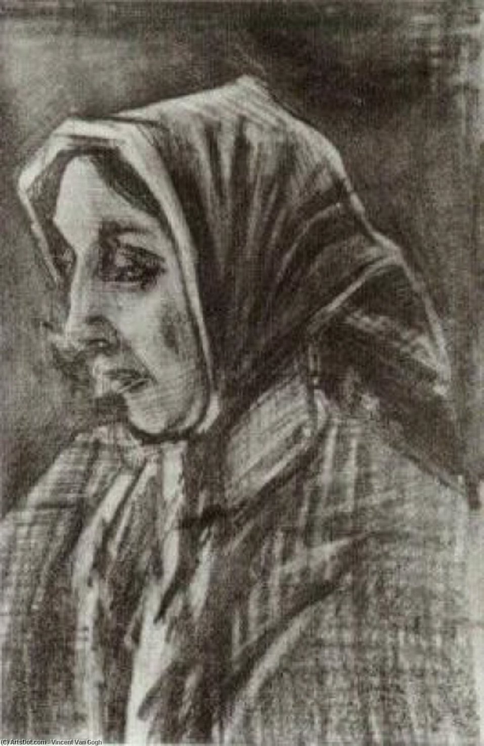 WikiOO.org - Енциклопедия за изящни изкуства - Живопис, Произведения на изкуството Vincent Van Gogh - Woman with Shawl over her Hair, Head