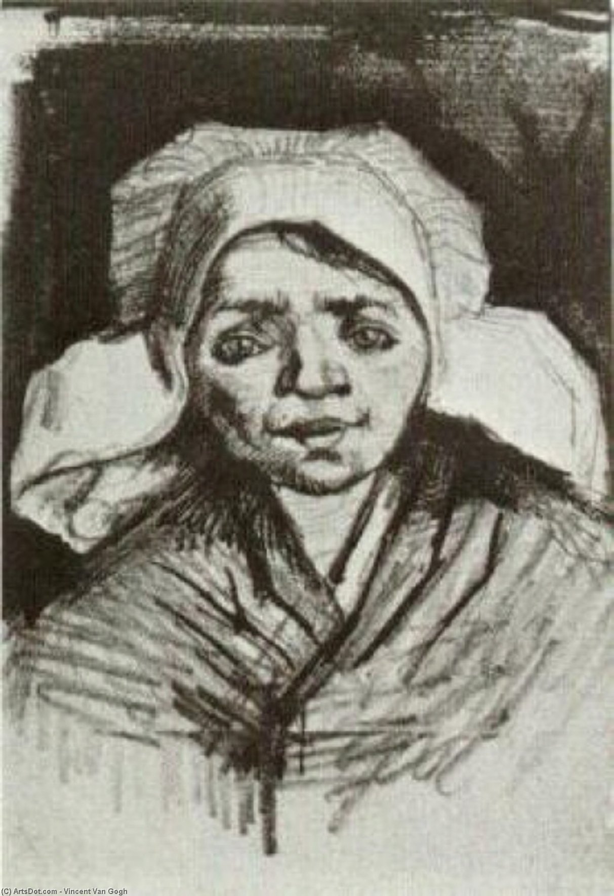 Wikioo.org - The Encyclopedia of Fine Arts - Painting, Artwork by Vincent Van Gogh - Peasant Woman, Head (9)