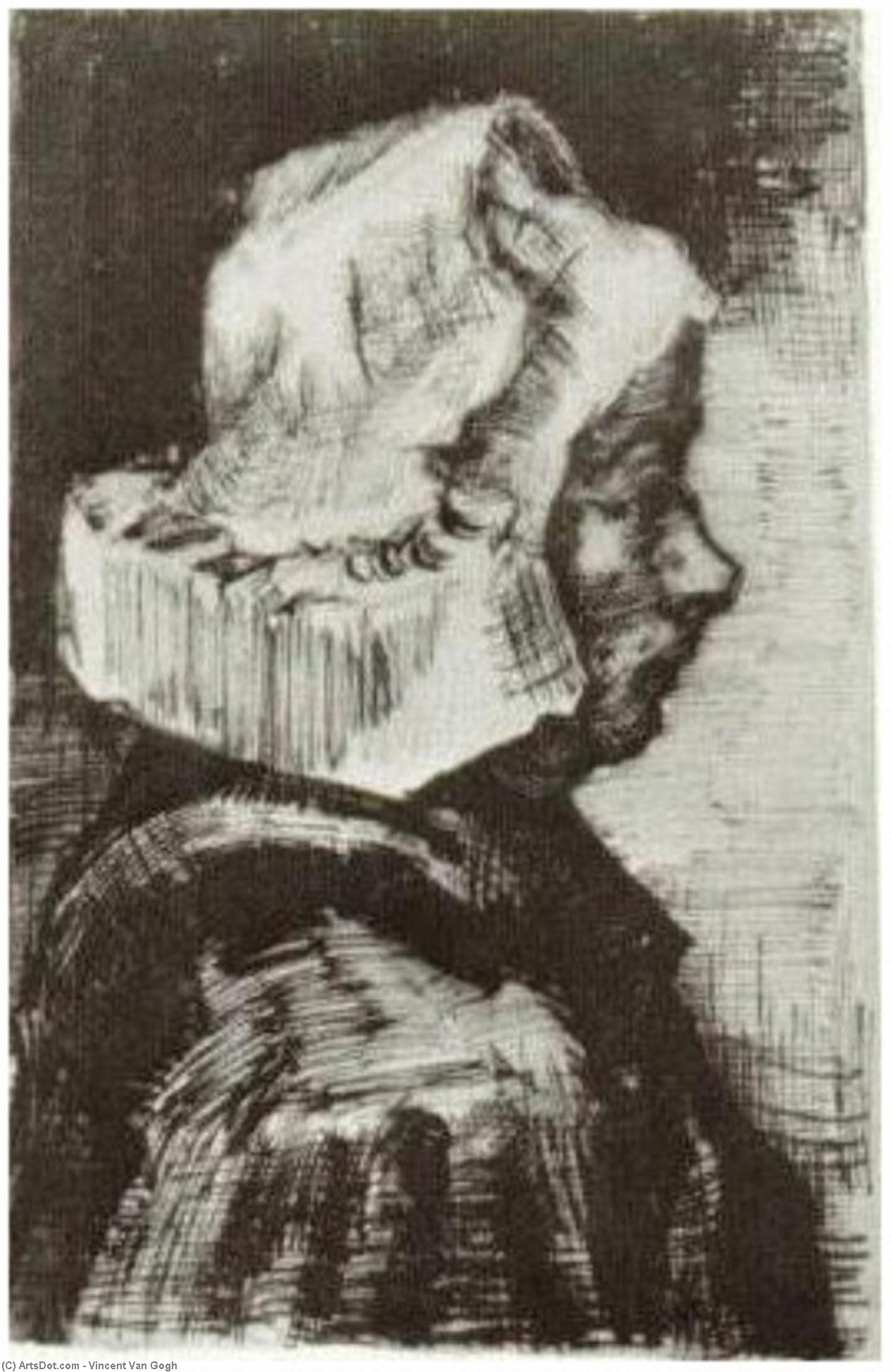 Wikoo.org - موسوعة الفنون الجميلة - اللوحة، العمل الفني Vincent Van Gogh - Peasant Woman, Head (10)