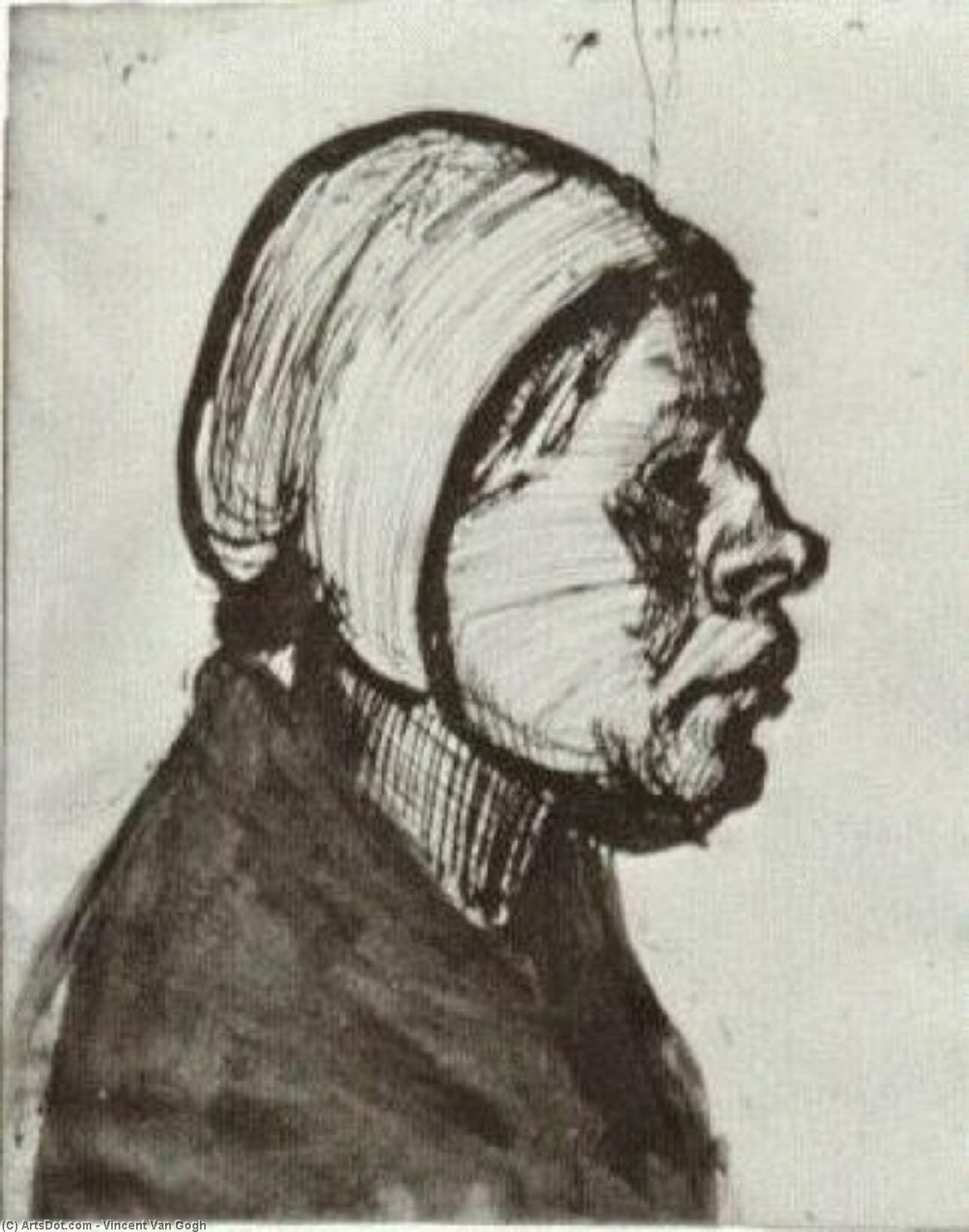 Wikoo.org - موسوعة الفنون الجميلة - اللوحة، العمل الفني Vincent Van Gogh - Peasant Woman, Head (11)