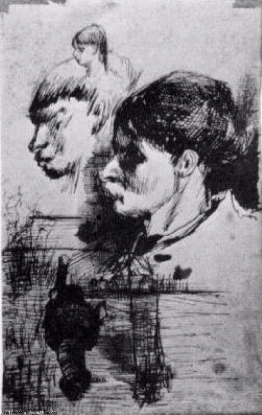 WikiOO.org - Encyclopedia of Fine Arts - Målning, konstverk Vincent Van Gogh - Sketches of Heads