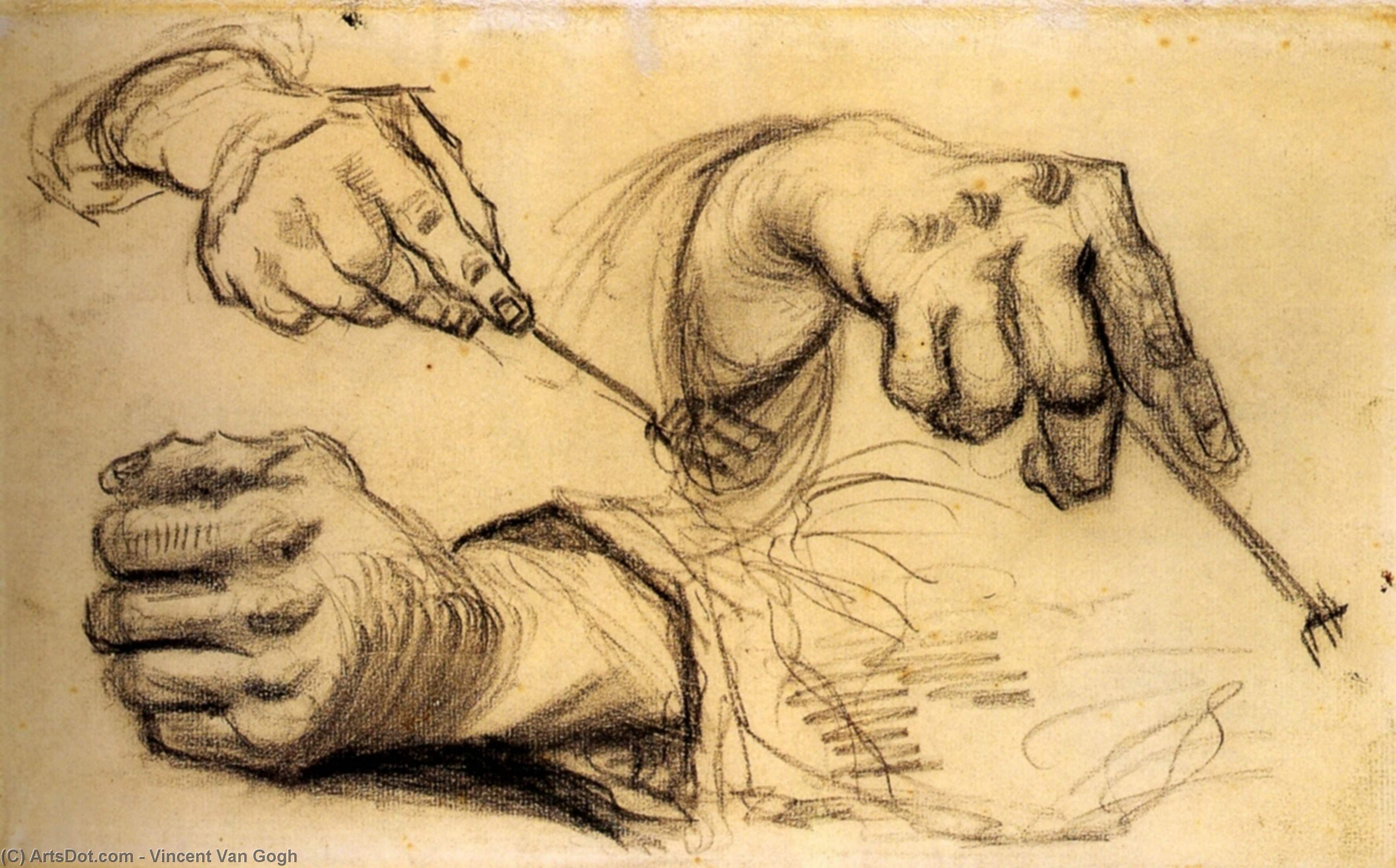 Wikioo.org - The Encyclopedia of Fine Arts - Painting, Artwork by Vincent Van Gogh - Three Hands, Two Holding Forks