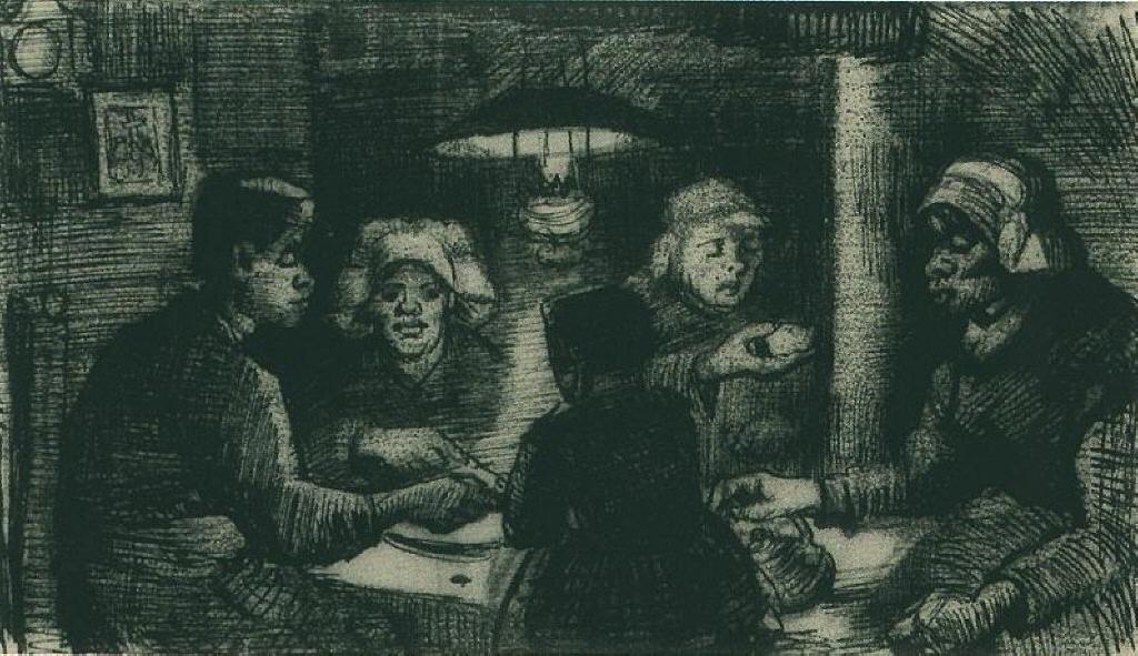 WikiOO.org - Encyclopedia of Fine Arts - Maleri, Artwork Vincent Van Gogh - Five Persons at a Meal