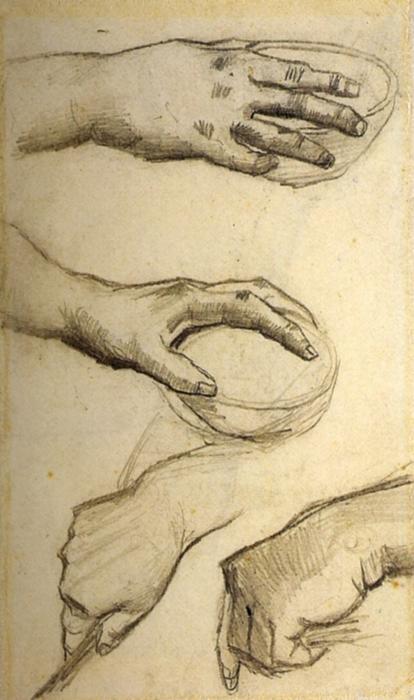 WikiOO.org - Encyclopedia of Fine Arts - Festés, Grafika Vincent Van Gogh - Four Hands, Two Holding Bowls